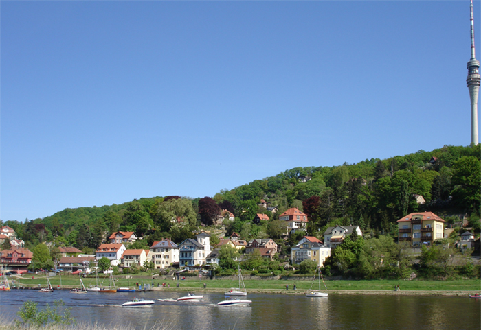 Blick zu den Elbhängen nach Loschwitz